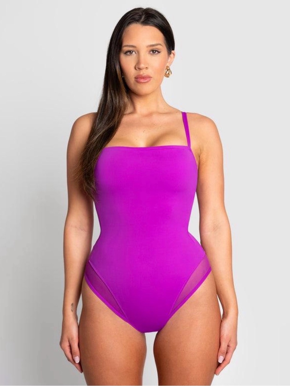 TA3 Squarey Mesh Contour Swimsuit XL XLong Orchid Purple NWT Sculpting